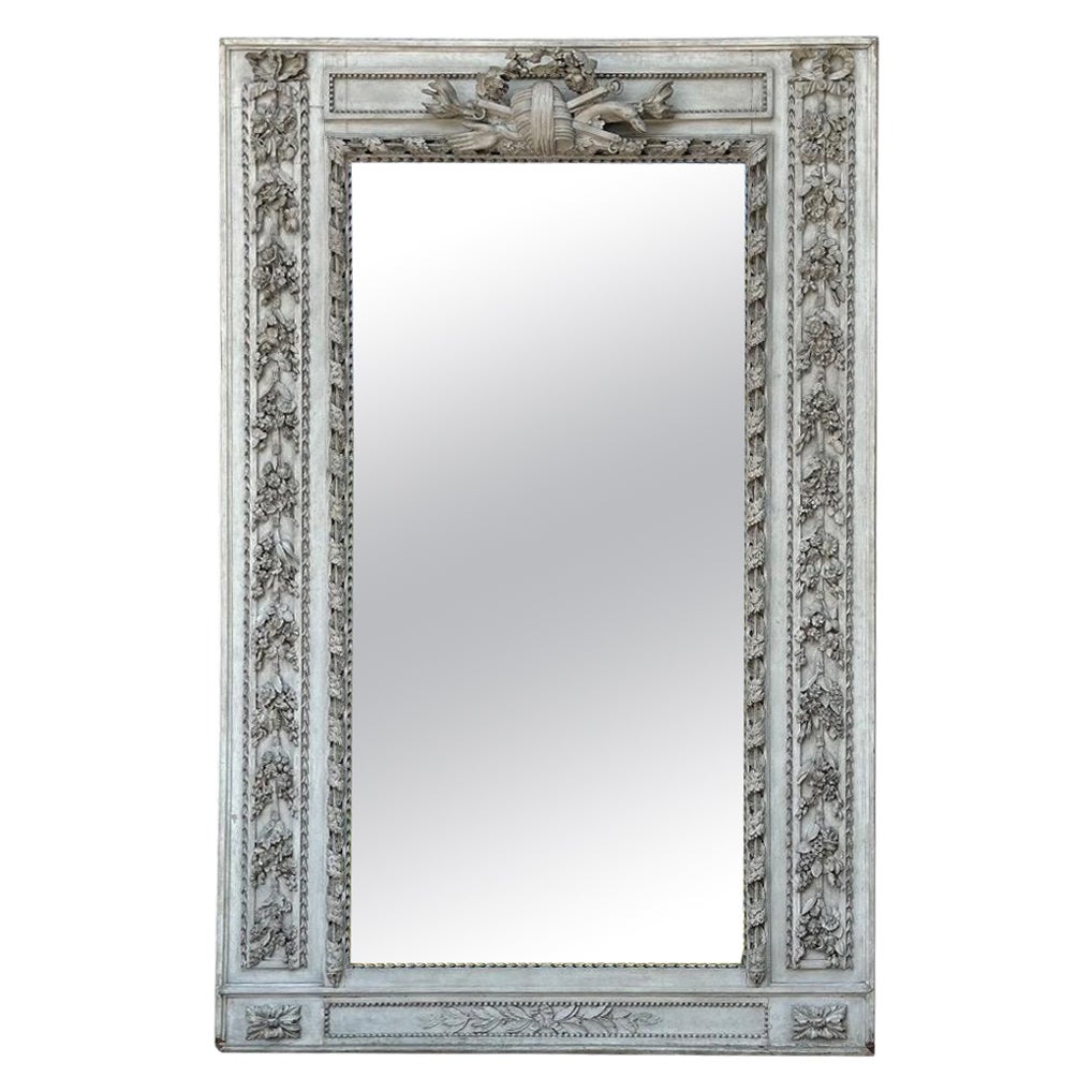 Louis XVI Style Mirror In Carved And Painted Wood, Early XIXth Century For Sale