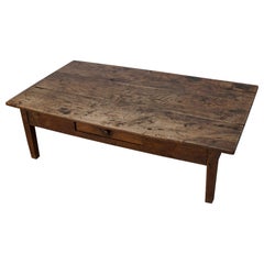 Antique French 19th Century Farmhouse Rustic Natural Chestnut Coffee Table