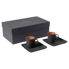 Fıgures 0&0 Handle Espresso Cup Wıth Saucer Set Of 2 Black - Black &Coral