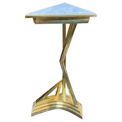 Italian MCM Bronze and Carrara Marble Drink Table