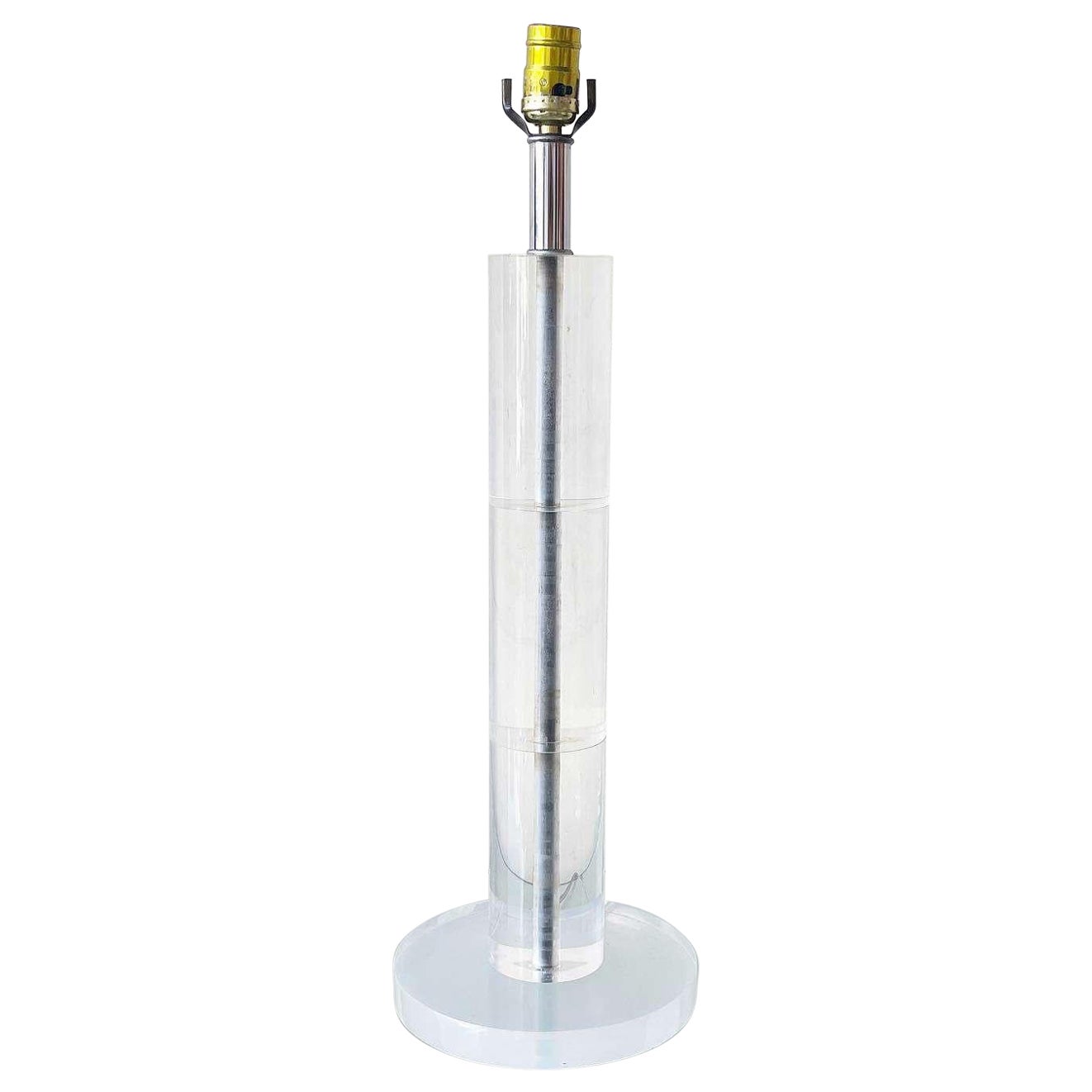 Moderne zylindrische Lucite-Tischlampe aus der Mitte des Jahrhunderts