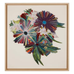 Contemporary Floral Recycled Textile Panel by Elodie Blanchard 