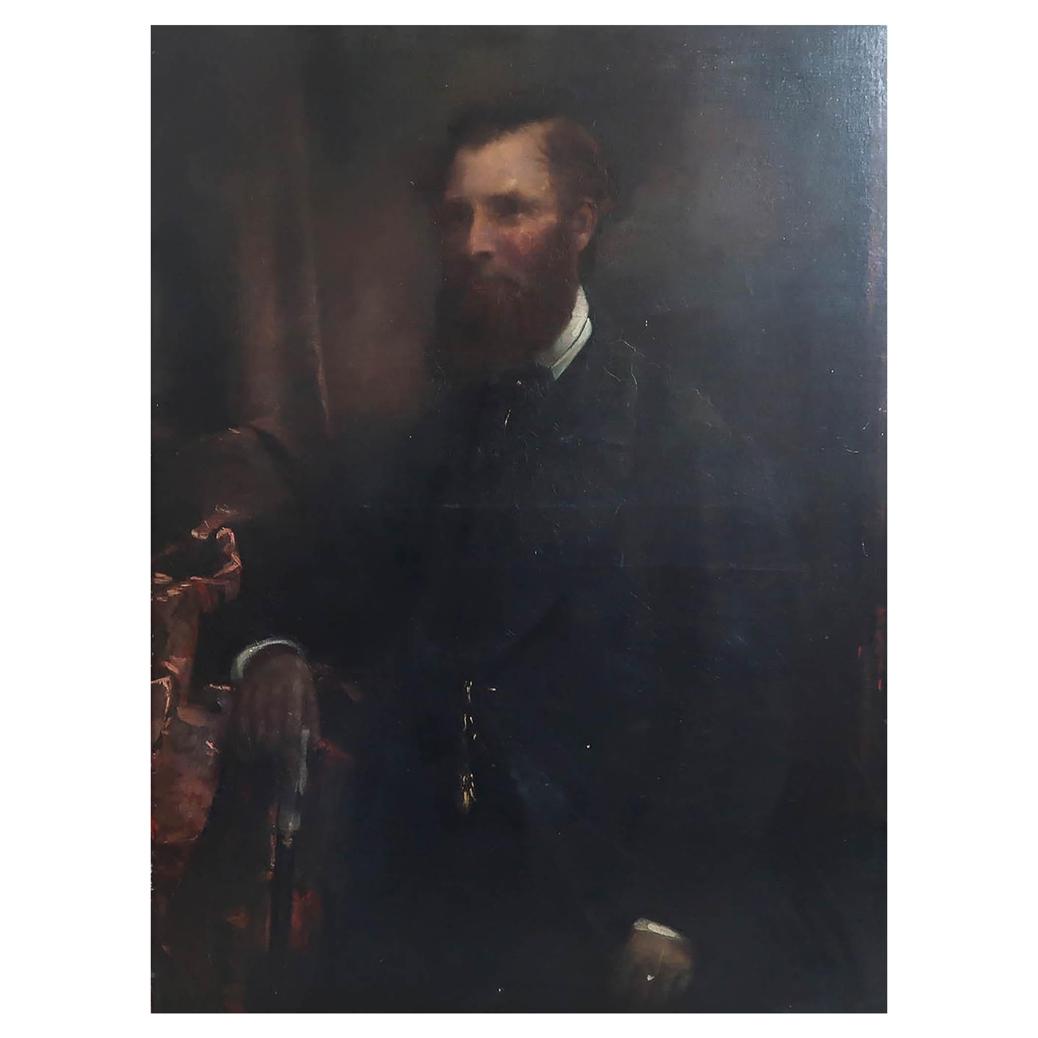 Large Oil Painting of A Gentleman. English, Late 19th Century