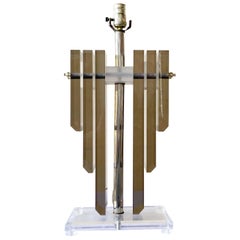 Art Deco Smoked Lucite Table Lamp