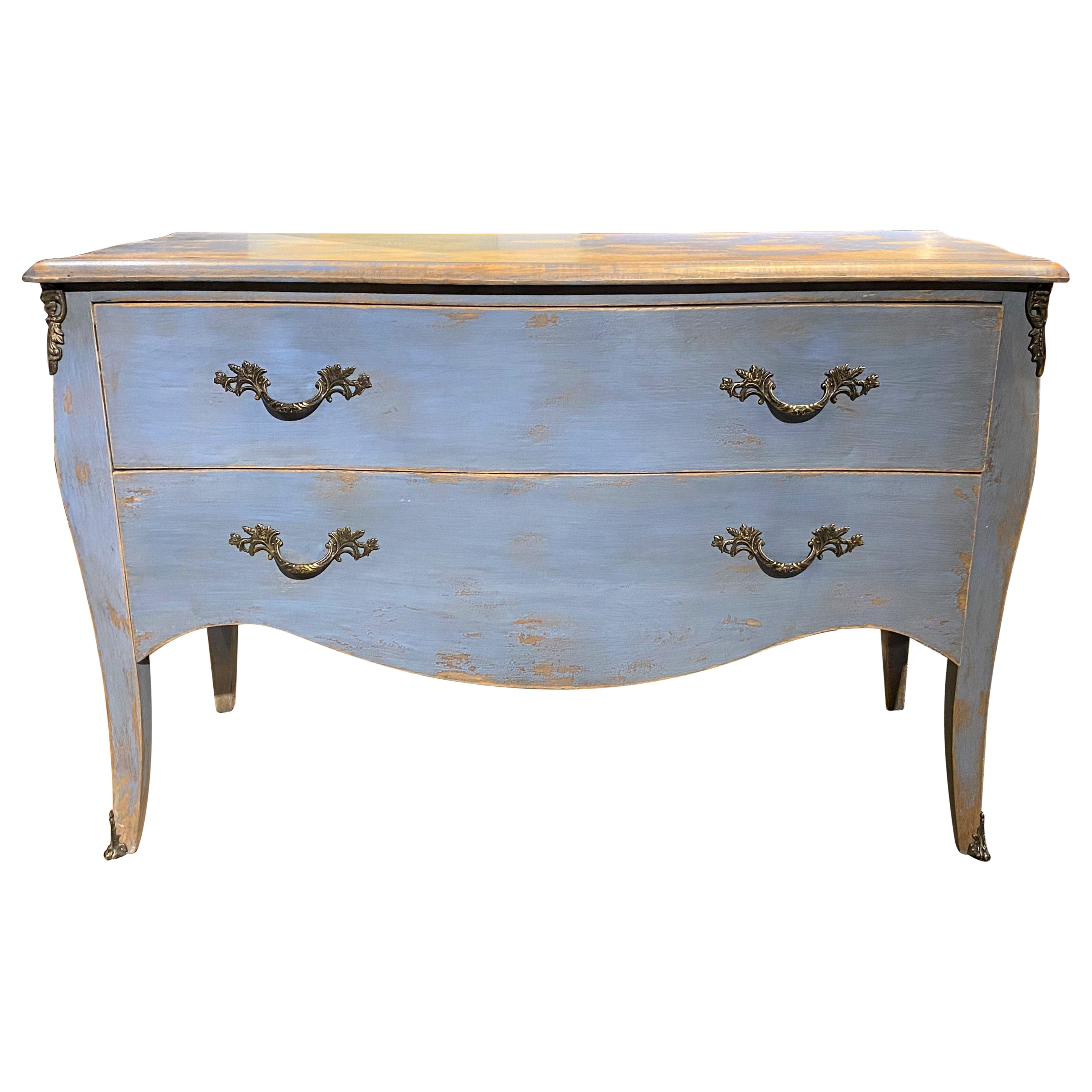 Gustavian Style Two Drawer Commode in Blue Paint