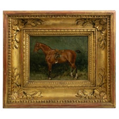 Antique French School Late 19th century, The Bay Riding Horse, oil on panel