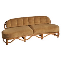 American Designer, Sofa, Bamboo, Mohair, USA, 1950s