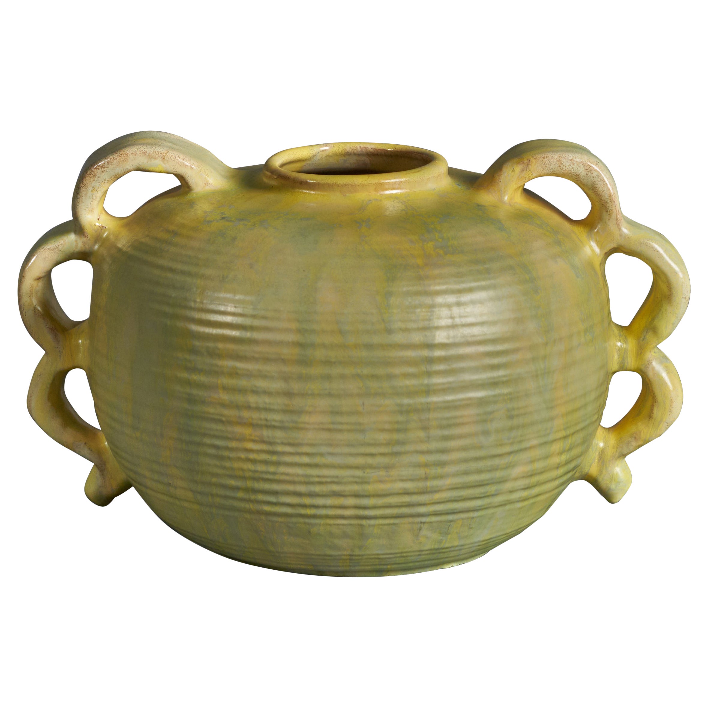 Upsala Ekeby Attribution, Vase, Earthenware, Sweden, 1930s For Sale