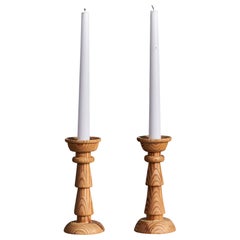 Swedish Designer, Candlesticks, Pine, Sweden, 1970s