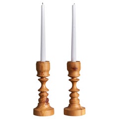 Swedish Designer, Candlesticks, Pine, Sweden, 1970s