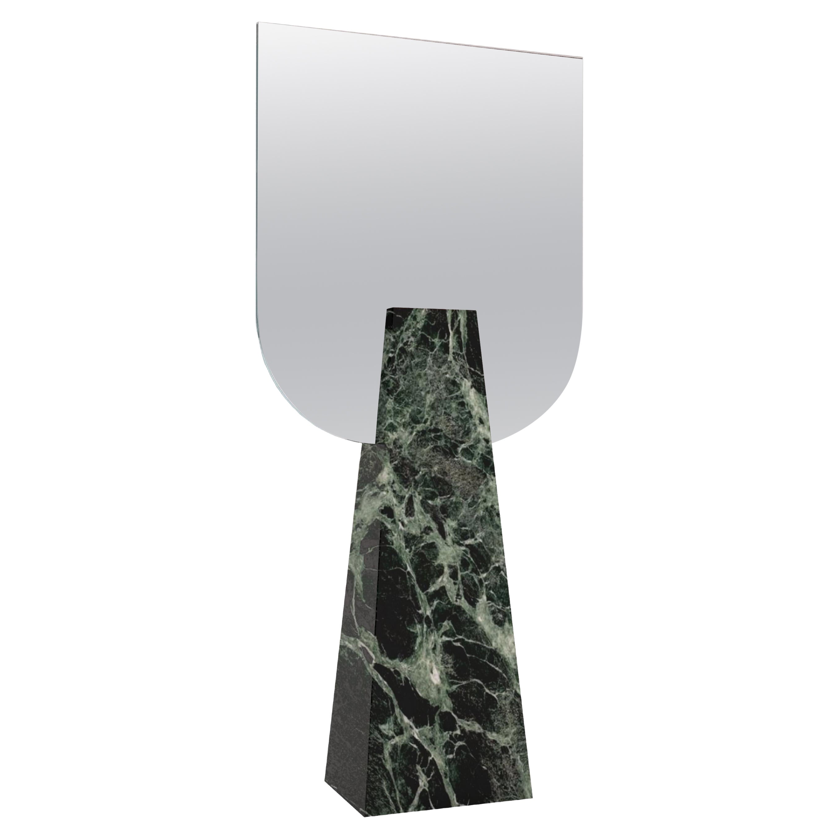 Specchio contemporaneo in marmo Verde Alpi by Carcino Design For Sale