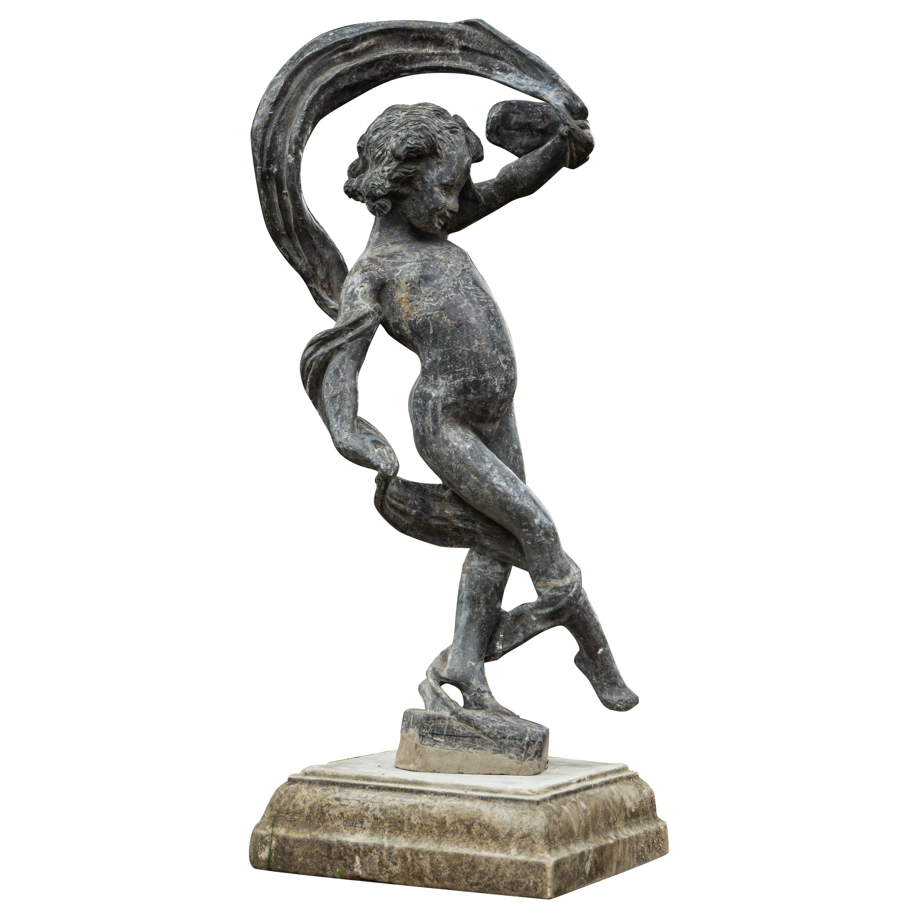 The Dancing Girl, Lead Garden Sculpture, England, 1st Half 20th Century For Sale