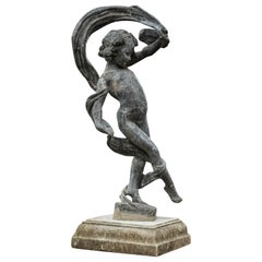 Antique The Dancing Girl, Lead Garden Sculpture, England, 1st Half 20th Century