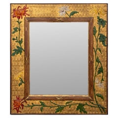 Aesthetic Style Polychrome & Gilt Wood Mirror