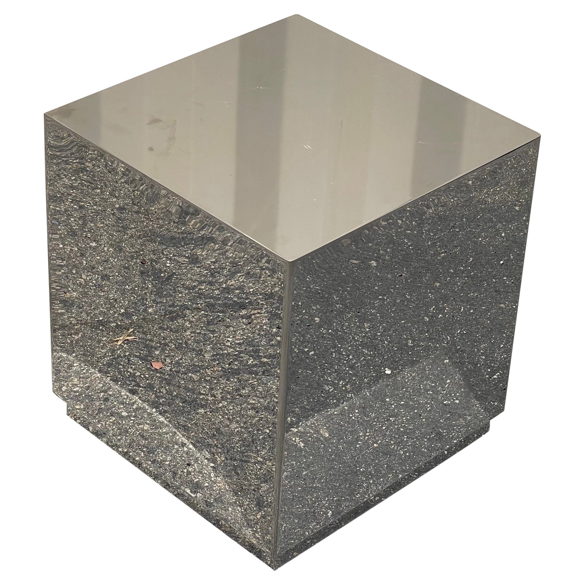 Small Chrome Cube Side Table by John Lyle For Sale