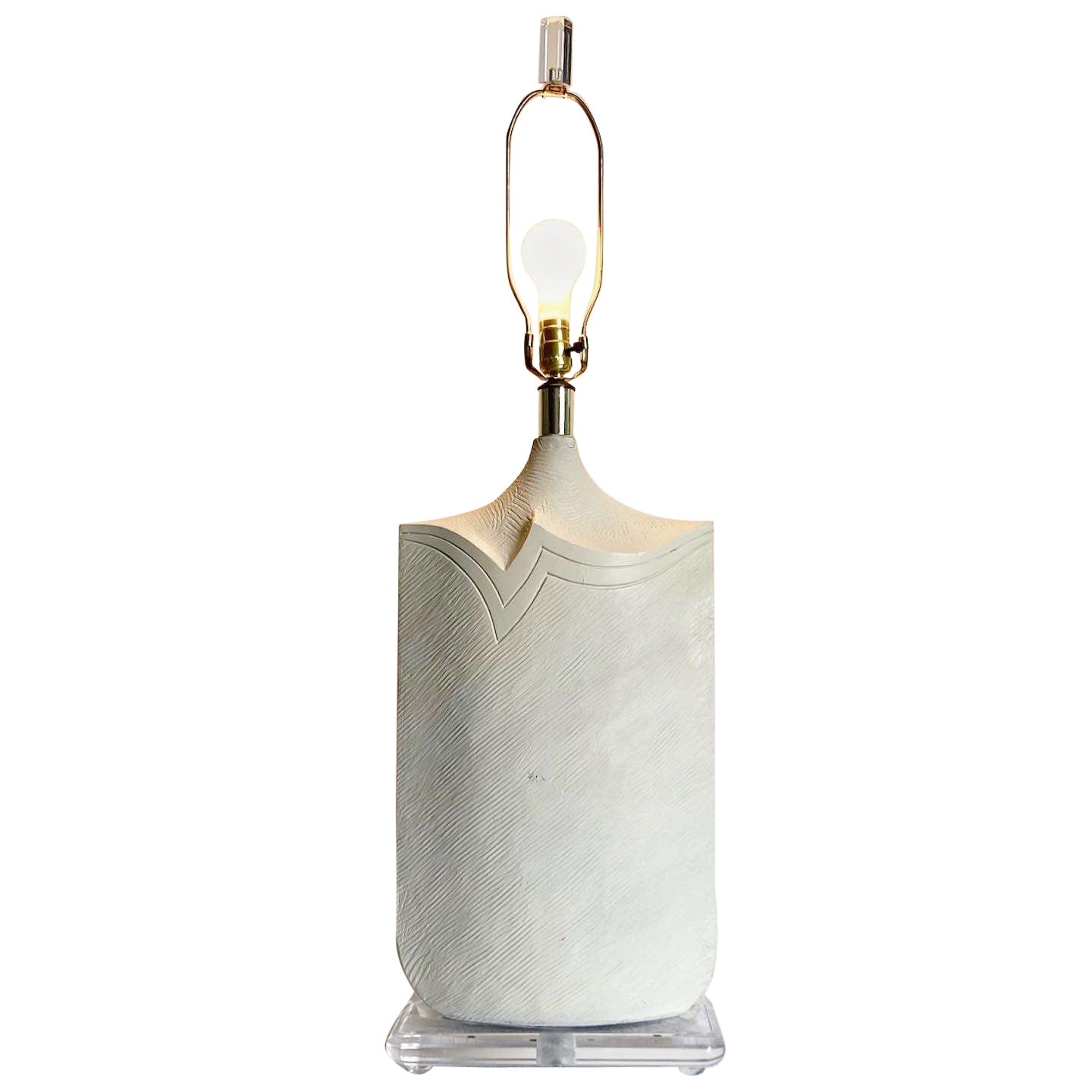 Postmodern Oversized Ceramic and Lucite Table Lamp by Casual Lamps For Sale