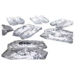 Set of eight crystals ice glass Kalmar Franken 1960s