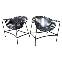 Vintage mid century modern russell woodard strap iron loungers - a pair
