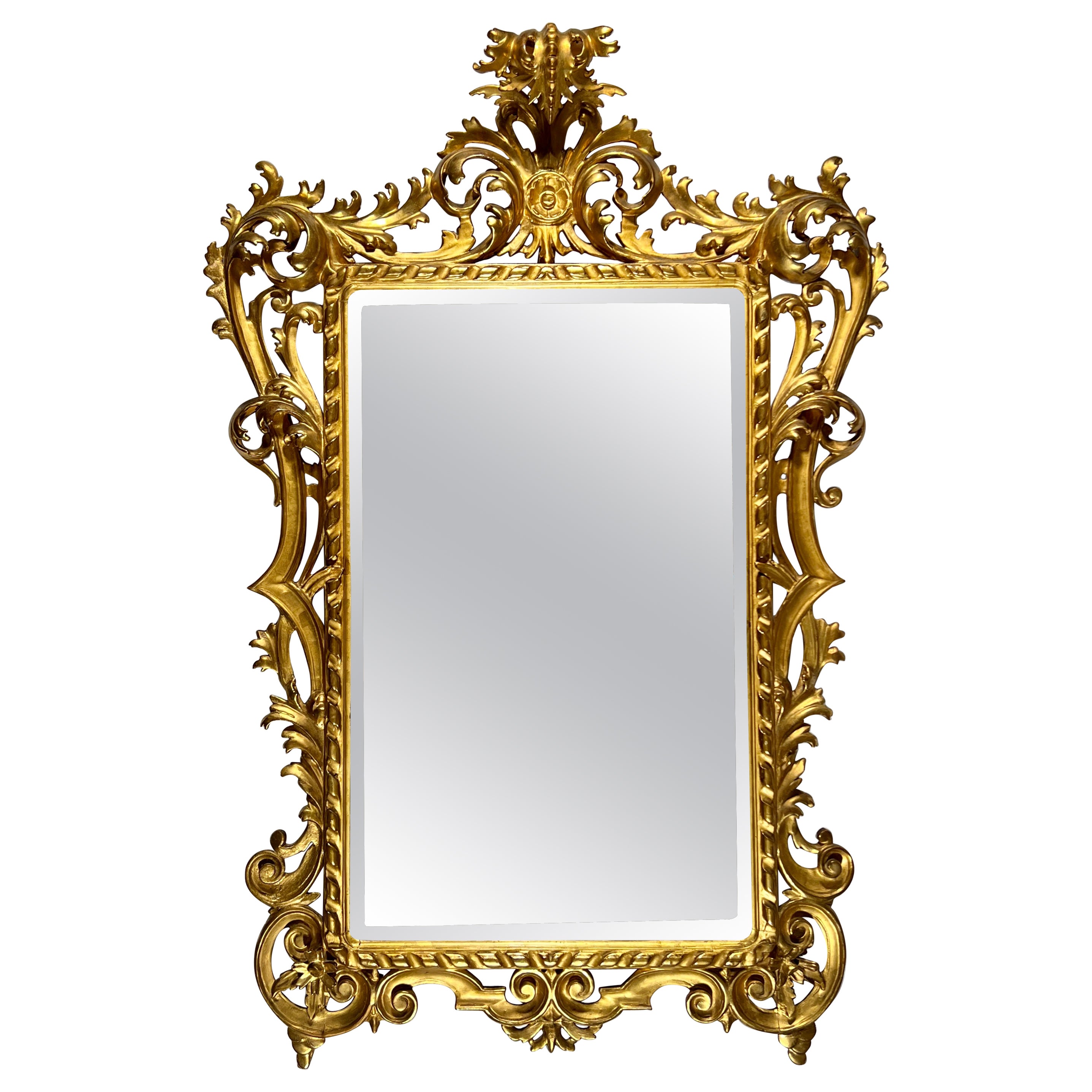 Antique Venetian Style Gold Leaf Beveled Mirror circa 1890 For Sale