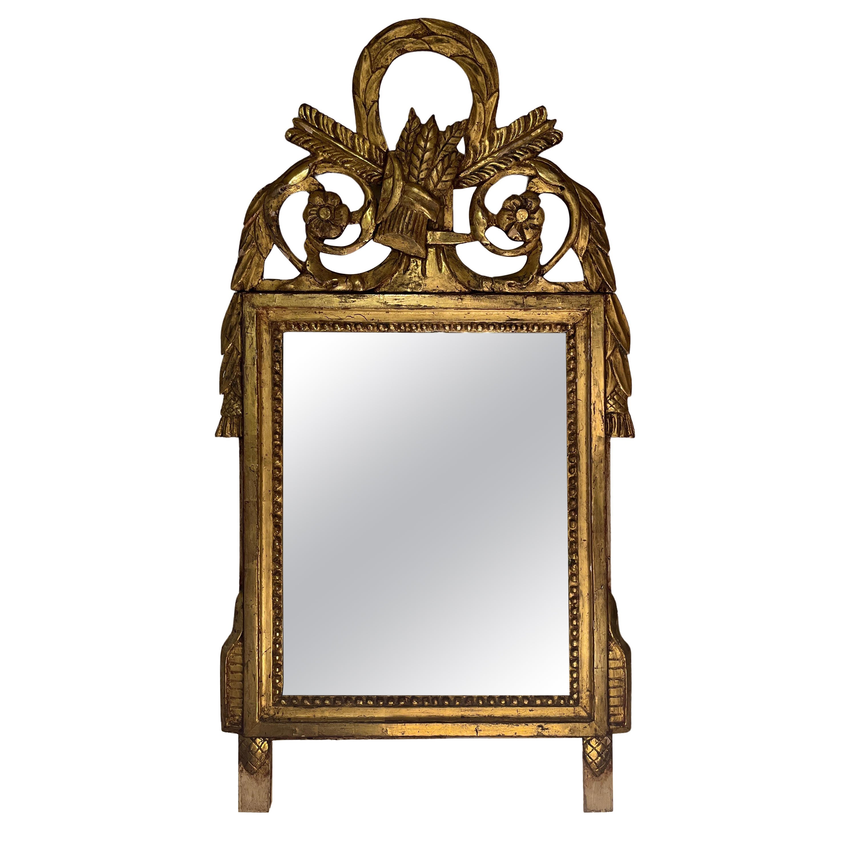 19th Century French Gilt Wood Courting Mirror For Sale