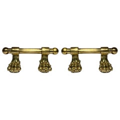 Pair Antique Solid Brass Victorian (1860-70) Fire Dogs