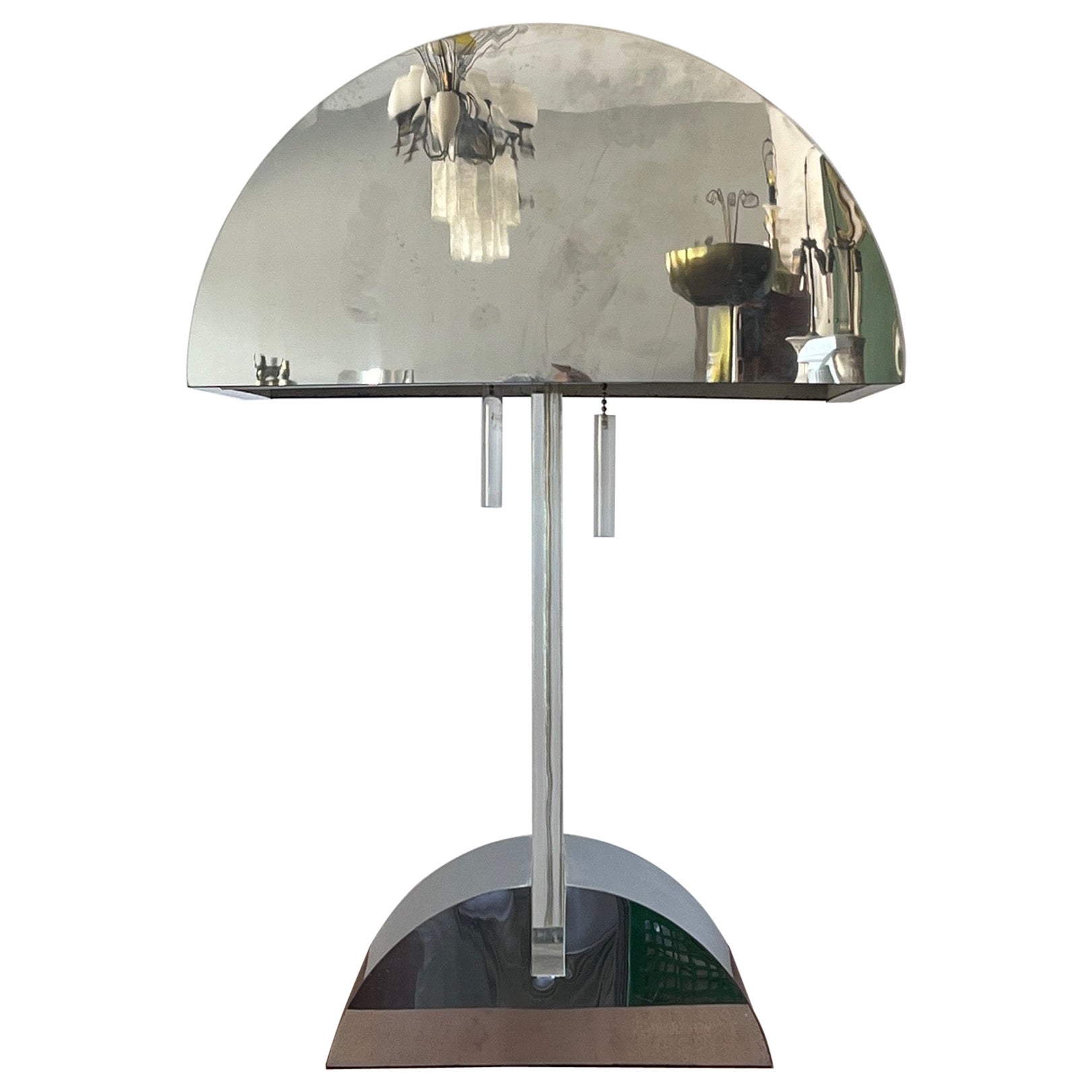 George Kovacs Lucite And Chrome Table Lamp ca' 1970's For Sale