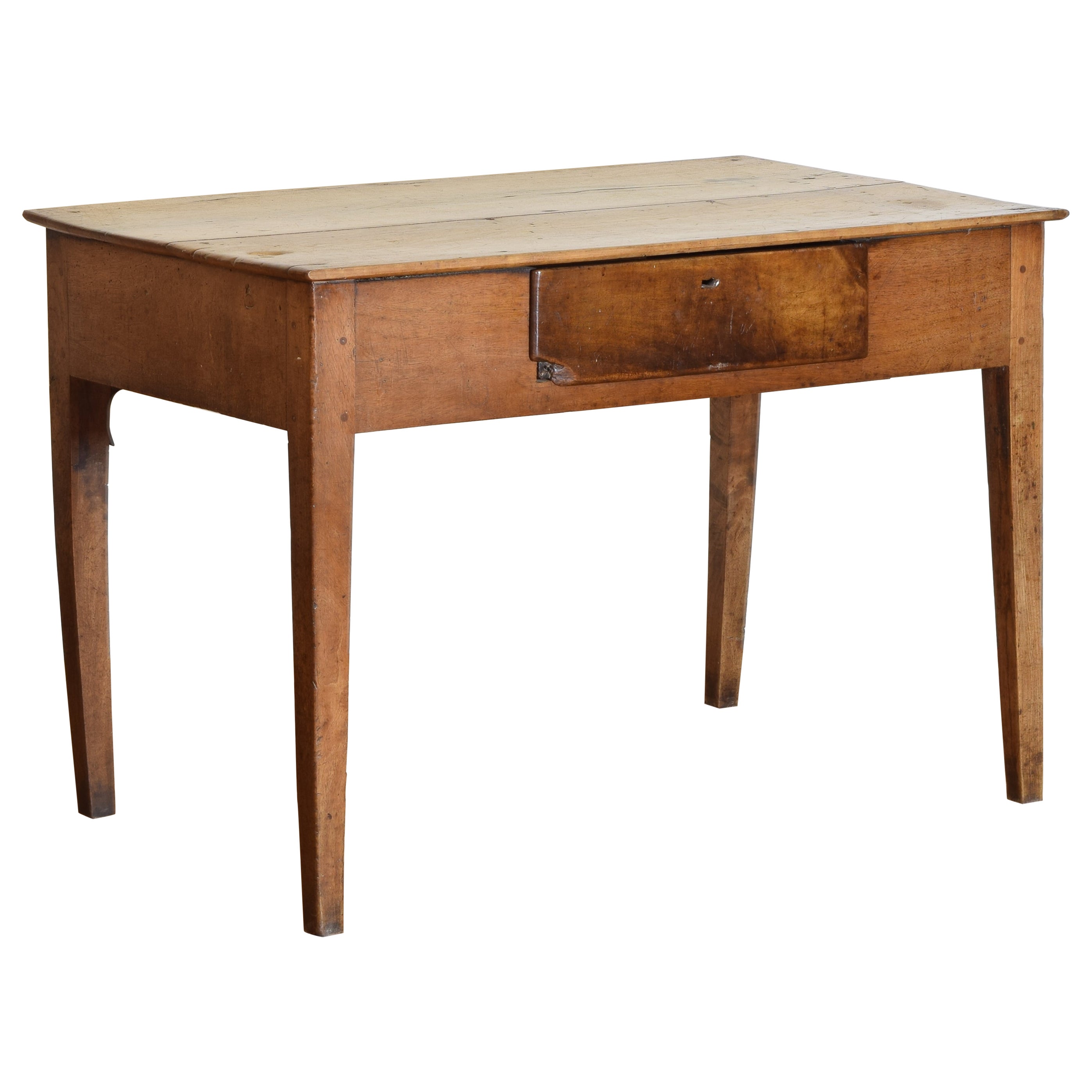 Spanish Rustic Neoclassic Faded Walnut 1-Drawer Table, early 19th century For Sale