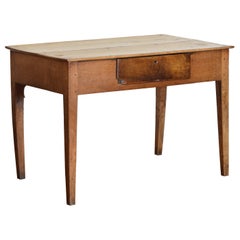 Spanischer rustikaler neoklassischer Tisch aus verblasstem Nussbaumholz mit 1 Schublade, frühes 19.