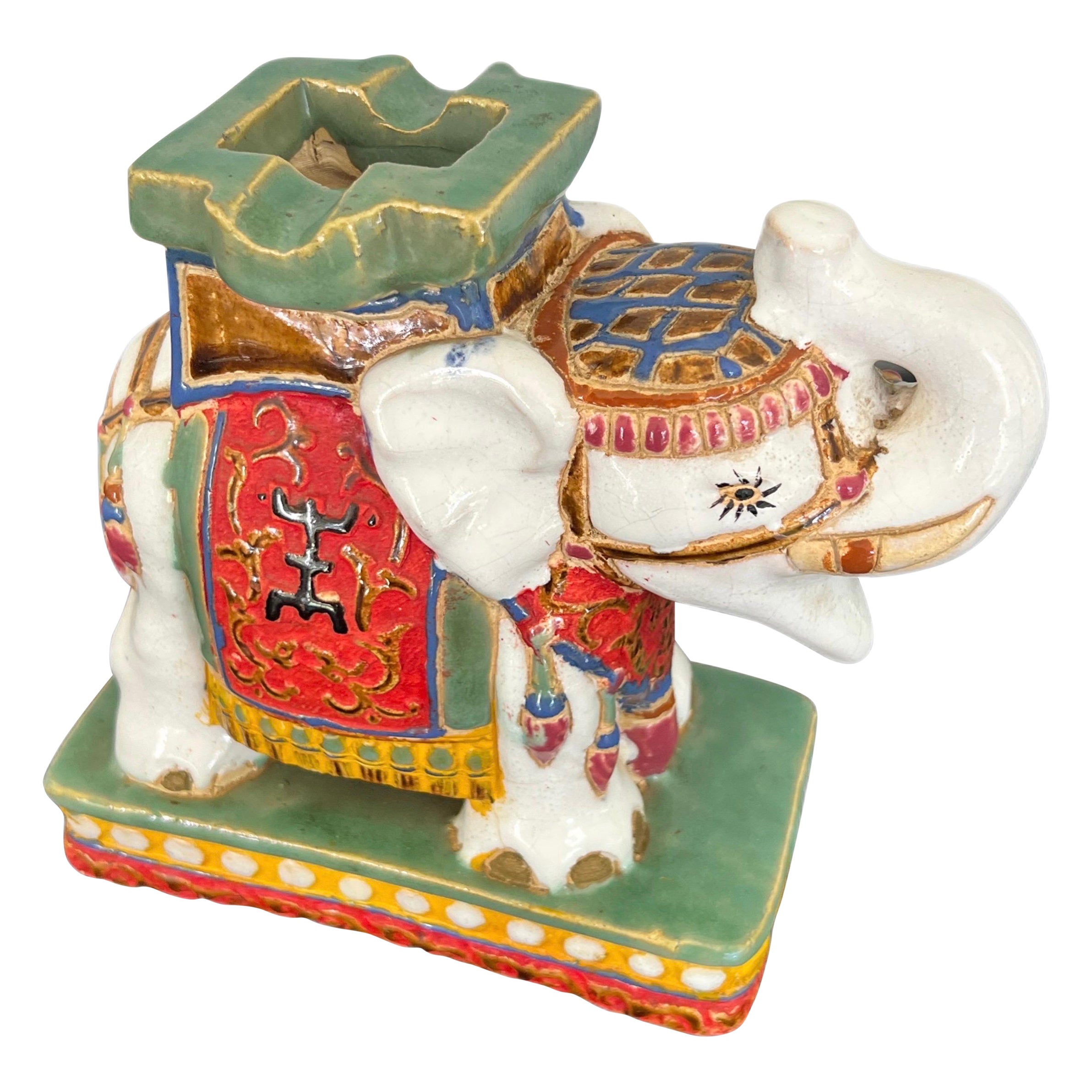 Vintage Ceramic Elephant Ashtray  For Sale