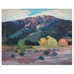 Peinture de paysage de montagne en désert de Californie de George Sanders Bickerstaff