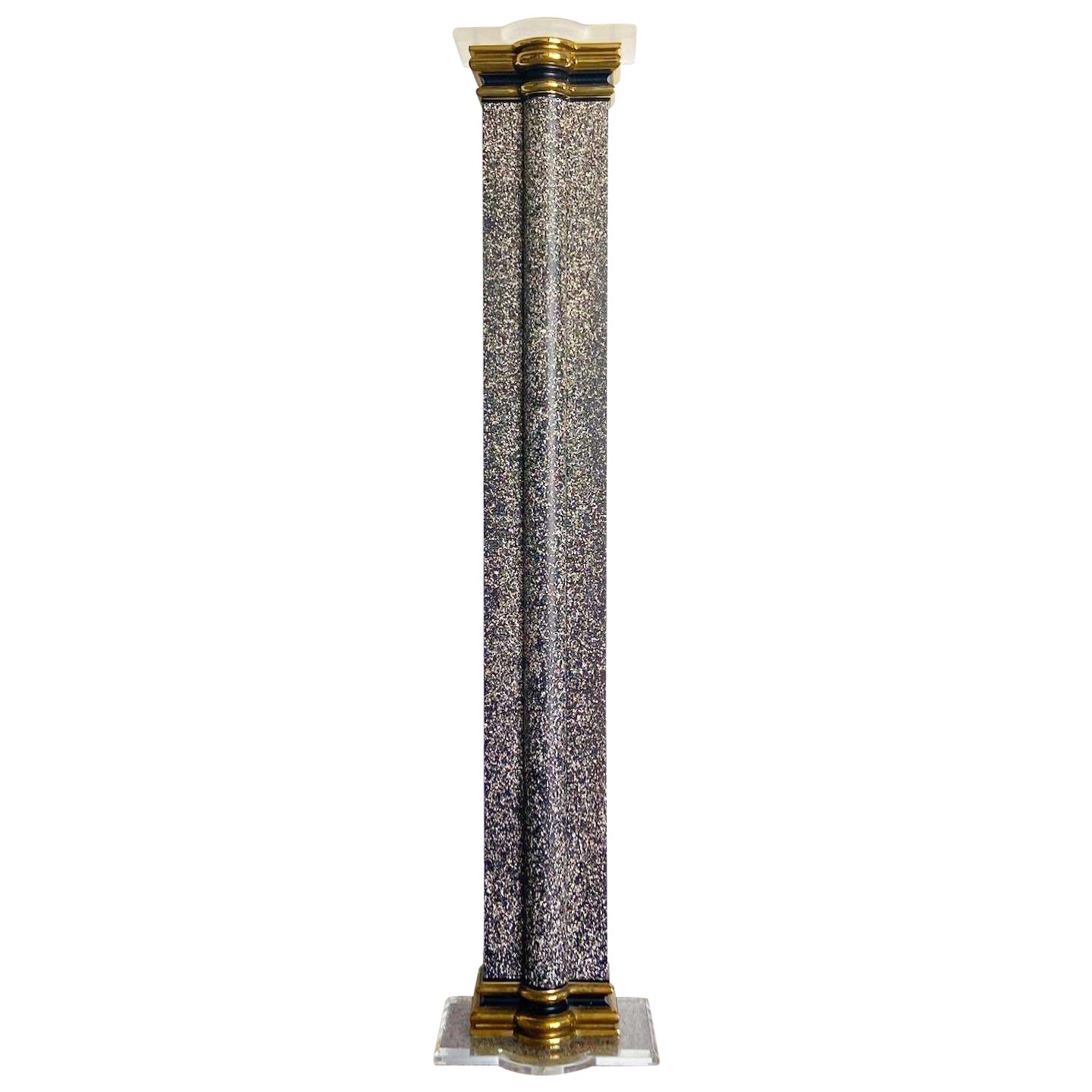 Art Deco Vintage Black White and Gold Torchiere Floor Lamp For Sale