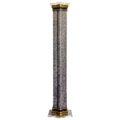 Art Deco Vintage Black White and Gold Torchiere Floor Lamp