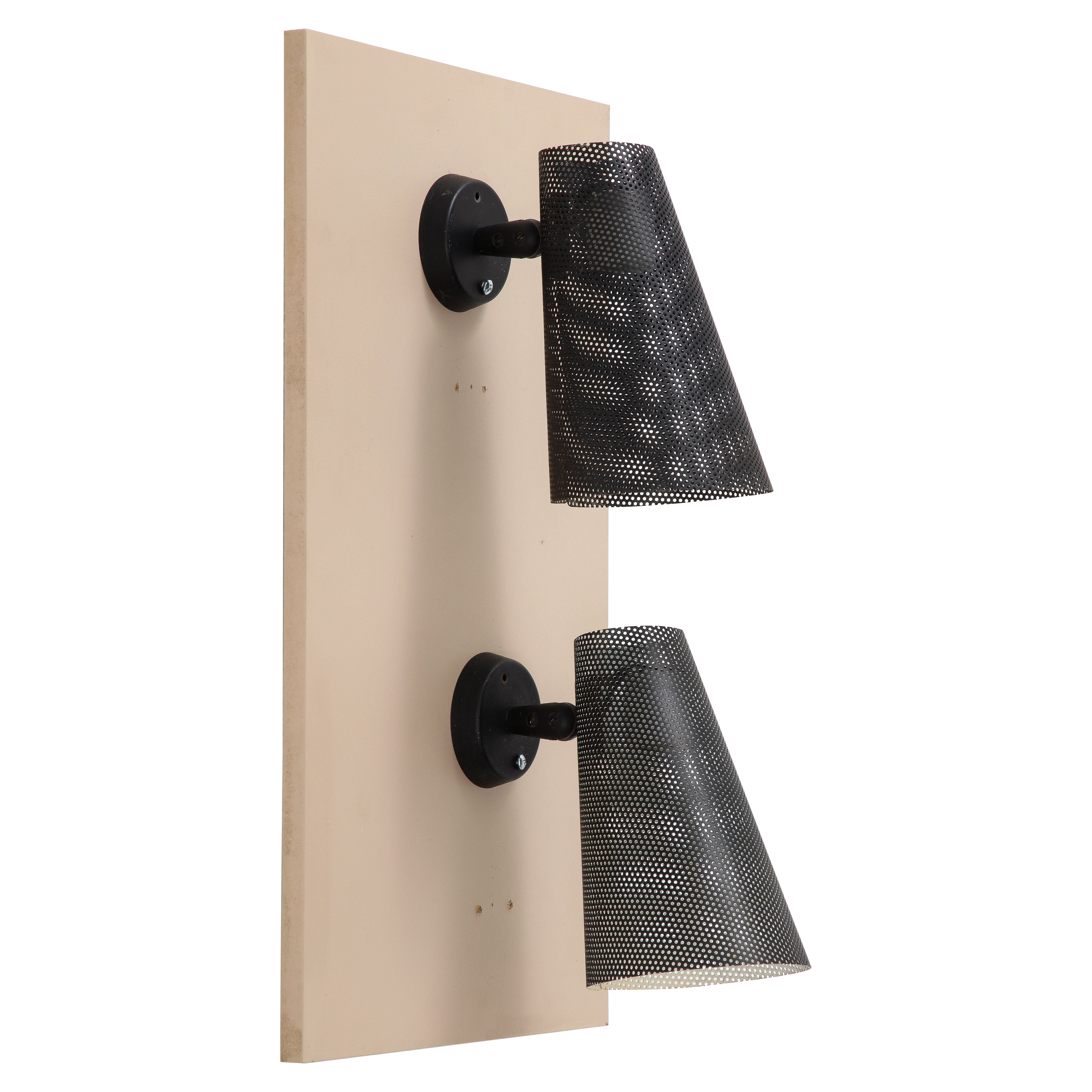 Pair of Black Model 5615 Rigitulle Sconces by J. Biny for Lita - France 1950s For Sale