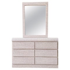 Vintage Postmodern Faux Marble Waterfall Dresser With Mirror