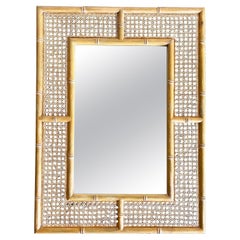 Boho Regency Cane and Faux Bamboo Mirror