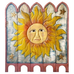 Vintage Hand Carved and Painted Sun Screen