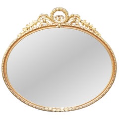 Vintage AT&T Company Parcel Oval Gilt French Neoclassical Hanging Mirror 36" (miroir suspendu de style néoclassique français)