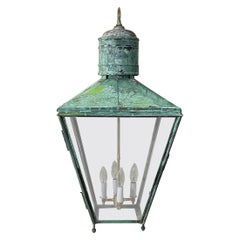 Gran Farol Antiguo de Cuatro Caras Colgante de Cobre