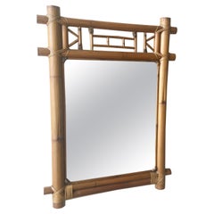 Miroir vintage encadré en bambou style Boho Chic