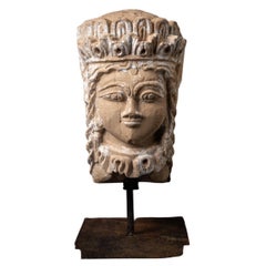 17th century Antique sandstone head from India from a Hindu Temple