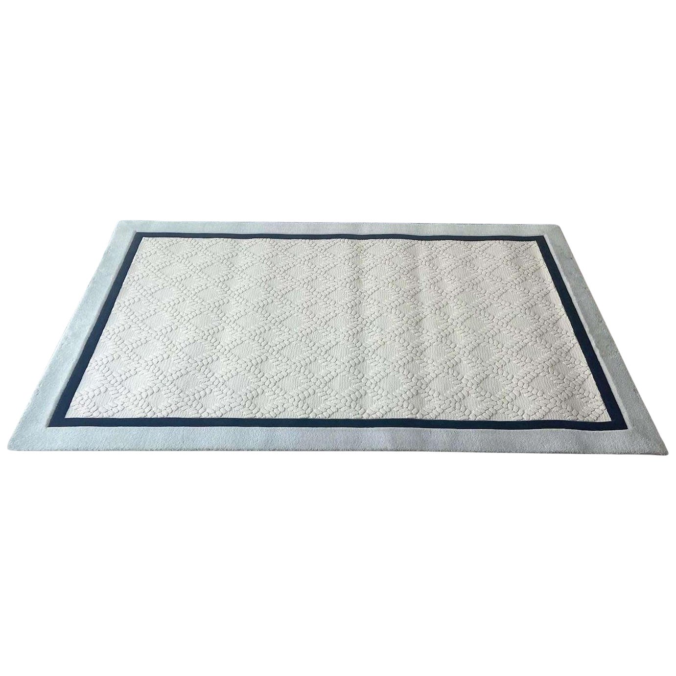 Postmodern Cream and Blue Rectangular Area Rug