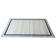 Postmodern Cream and Blue Rectangular Area Rug