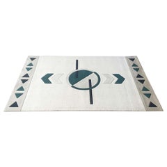 Postmodern Tribal Cream, Tan and Green Rectangular Area Rug