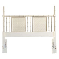 Vintage Boho Chic Off White Faux Bamboo Headboard