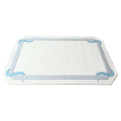 Postmodern Off White Gray and Blue Sculpted Area Rug