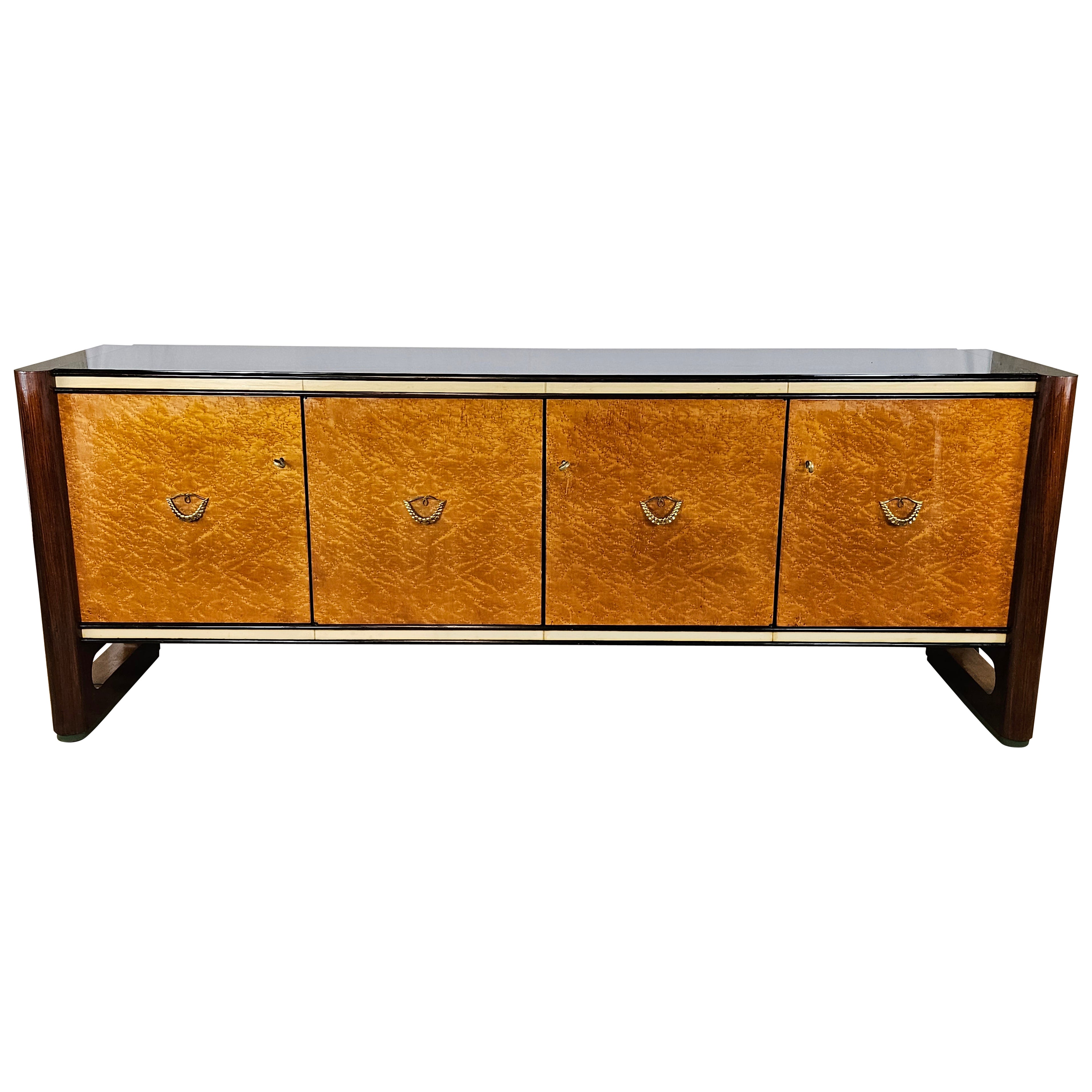 Sideboard attributed to "La Permanente Mobili Cantù" in rosewood and maple For Sale