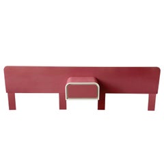 Postmodern Pink and Cream Lacquer Laminate Headboard With Floating Nightstand