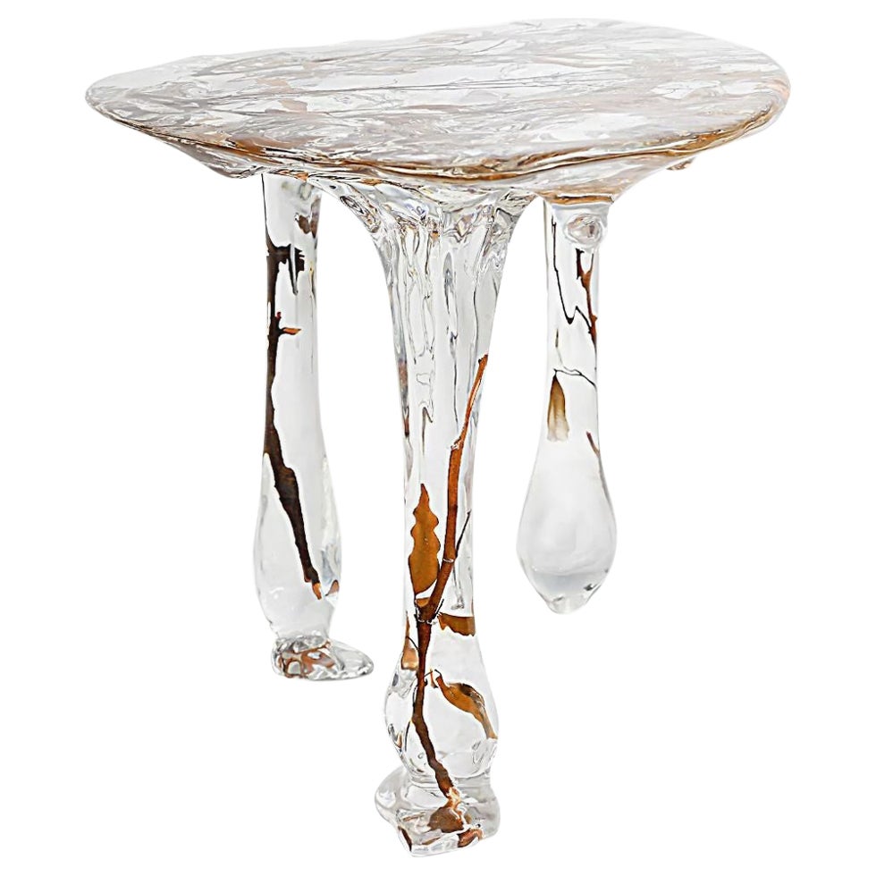 Table basse ornée de branches en cristal par Dainte