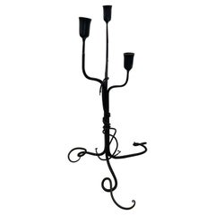 Vintage Art Nouveau Style Wrought Iron Candelabra