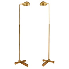 Pair of American Mid-century modern brass pharmacy lamps by Casella